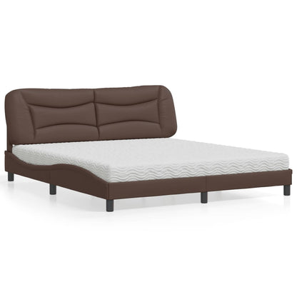 Letto con Materasso Hvar Marrone 180x200cm in Similpelle | homemem39