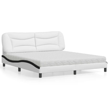 Letto con Materasso Hvar Bianco e Nero 180x200cm Similpelle - homemem39