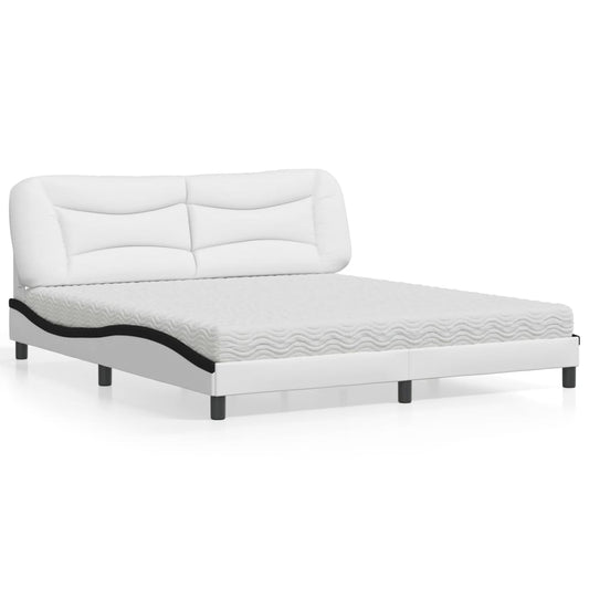 Letto con Materasso Hvar Bianco e Nero 180x200cm Similpelle - homemem39