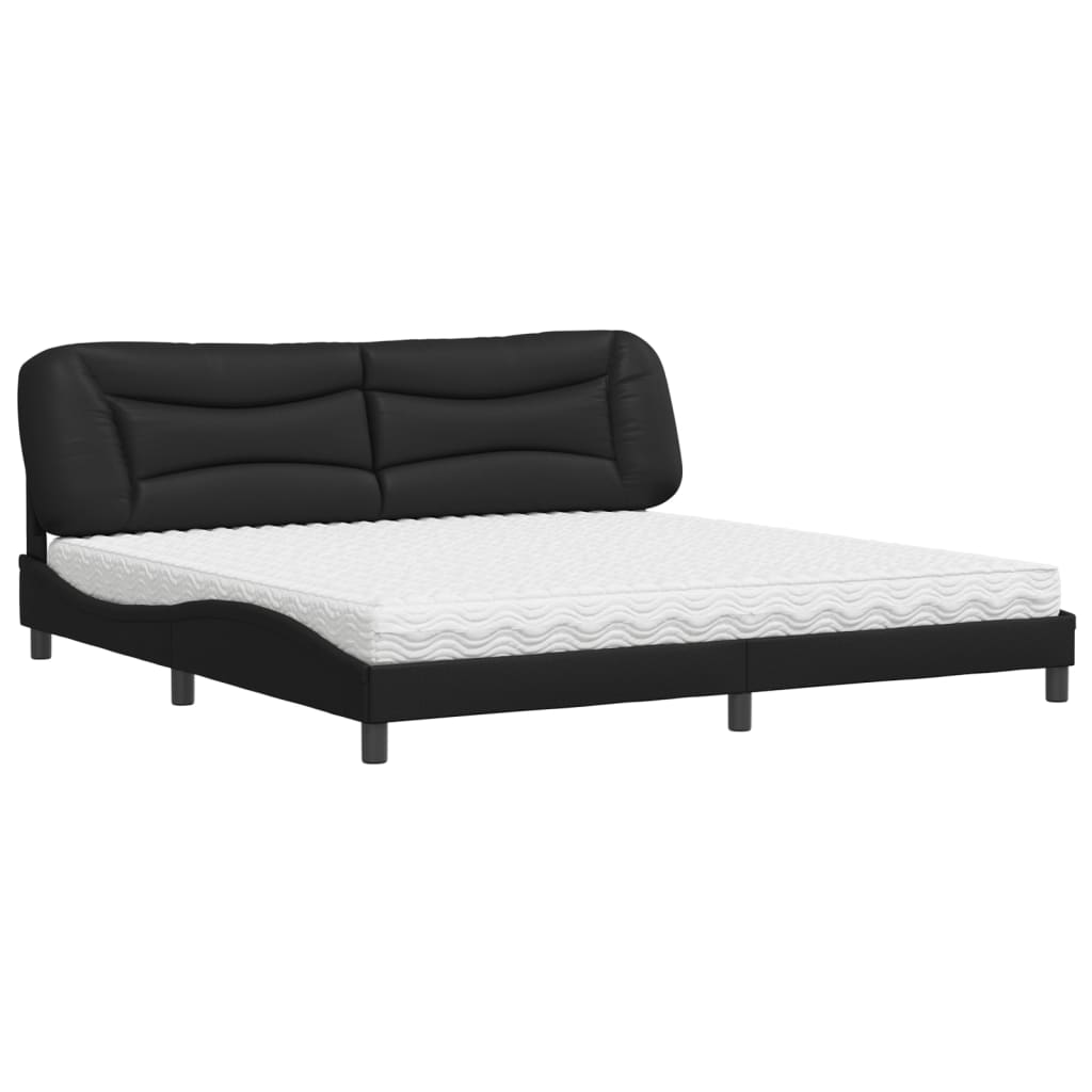 Letto con Materasso Hvar Nero 200x200 cm in Similpelle