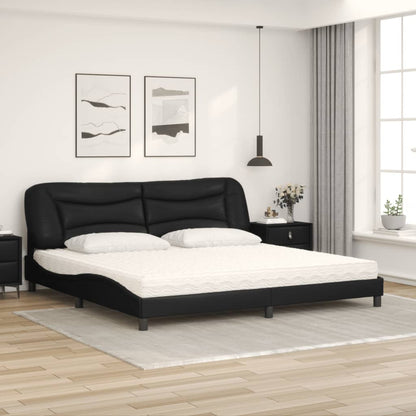 Letto con Materasso Hvar Nero 200x200 cm in Similpelle