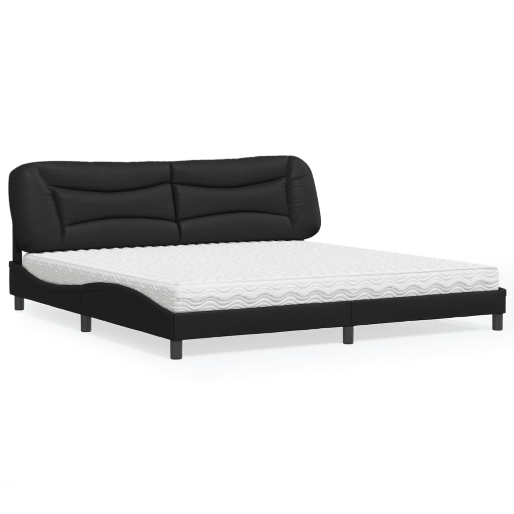 Letto con Materasso Hvar Nero 200x200 cm in Similpelle