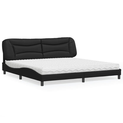Letto con Materasso Hvar Nero 200x200 cm in Similpelle