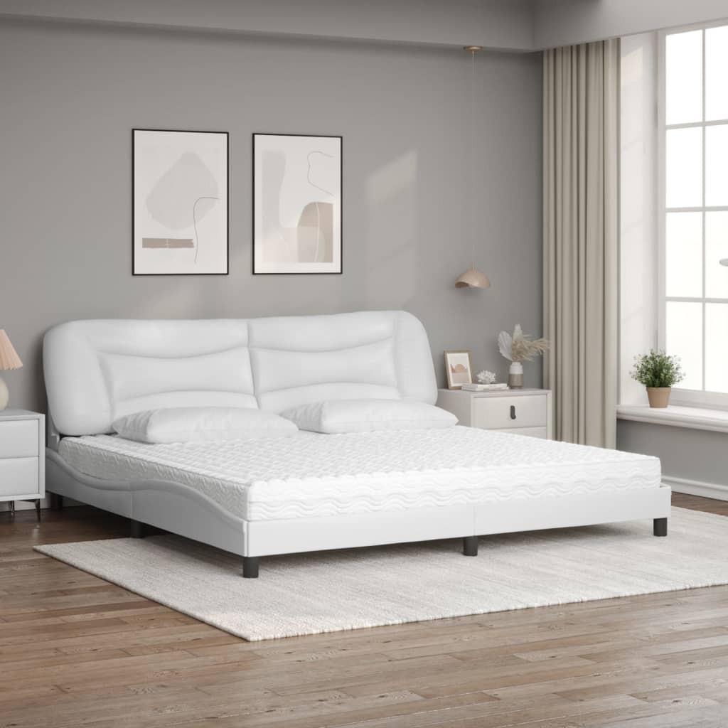 Letto con Materasso Hvar Bianco 200x200cm in Similpelle