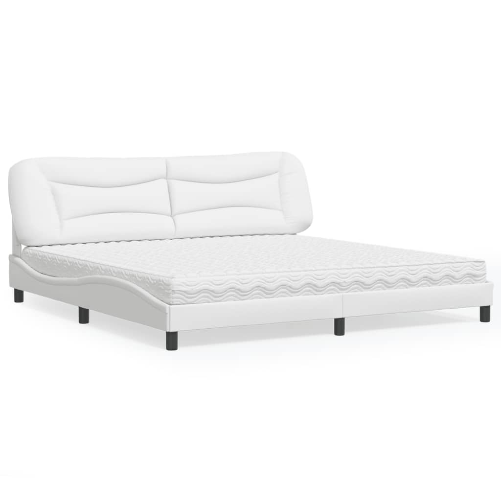 Letto con Materasso Hvar Bianco 200x200cm in Similpelle