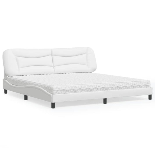 Letto con Materasso Hvar Bianco 200x200cm in Similpelle
