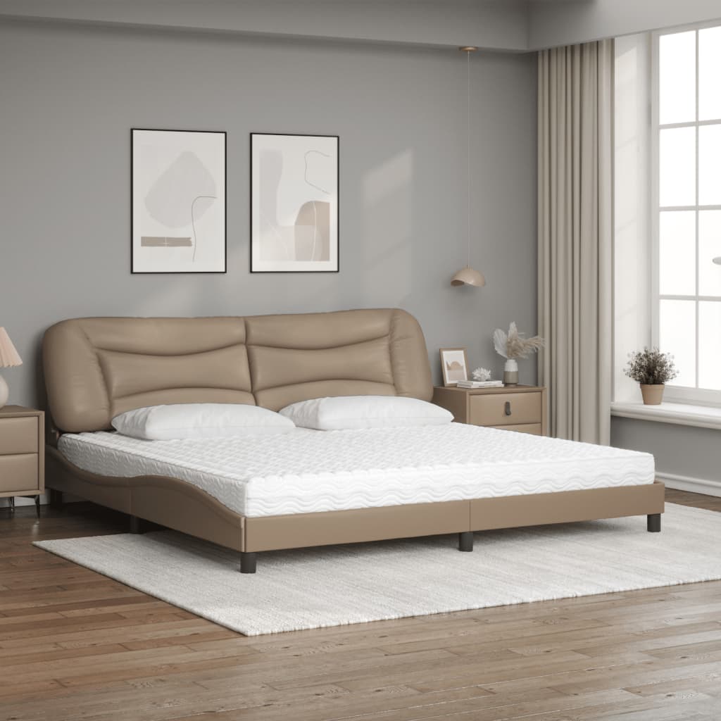 Letto con Materasso Hvar Cappuccino 200x200cm Similpelle | homemem39
