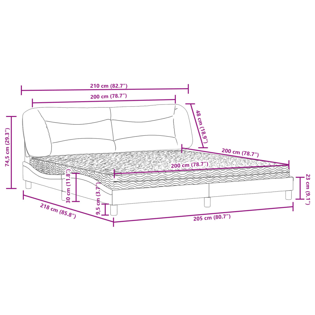 Letto con Materasso Hvar Cappuccino 200x200cm Similpelle | homemem39