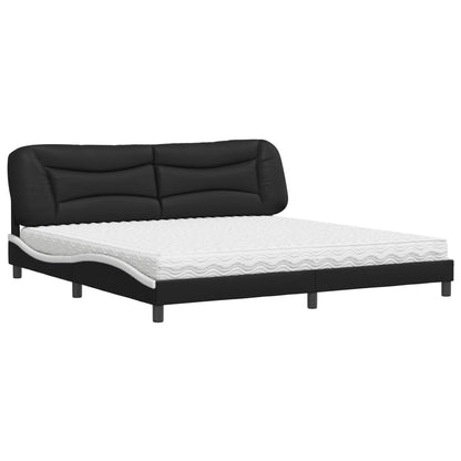 Letto con Materasso Nero e Bianco 200x200cm in Similpelle