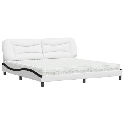 Letto con Materasso Hvar Bianco e Nero 200x200cm in Similpelle