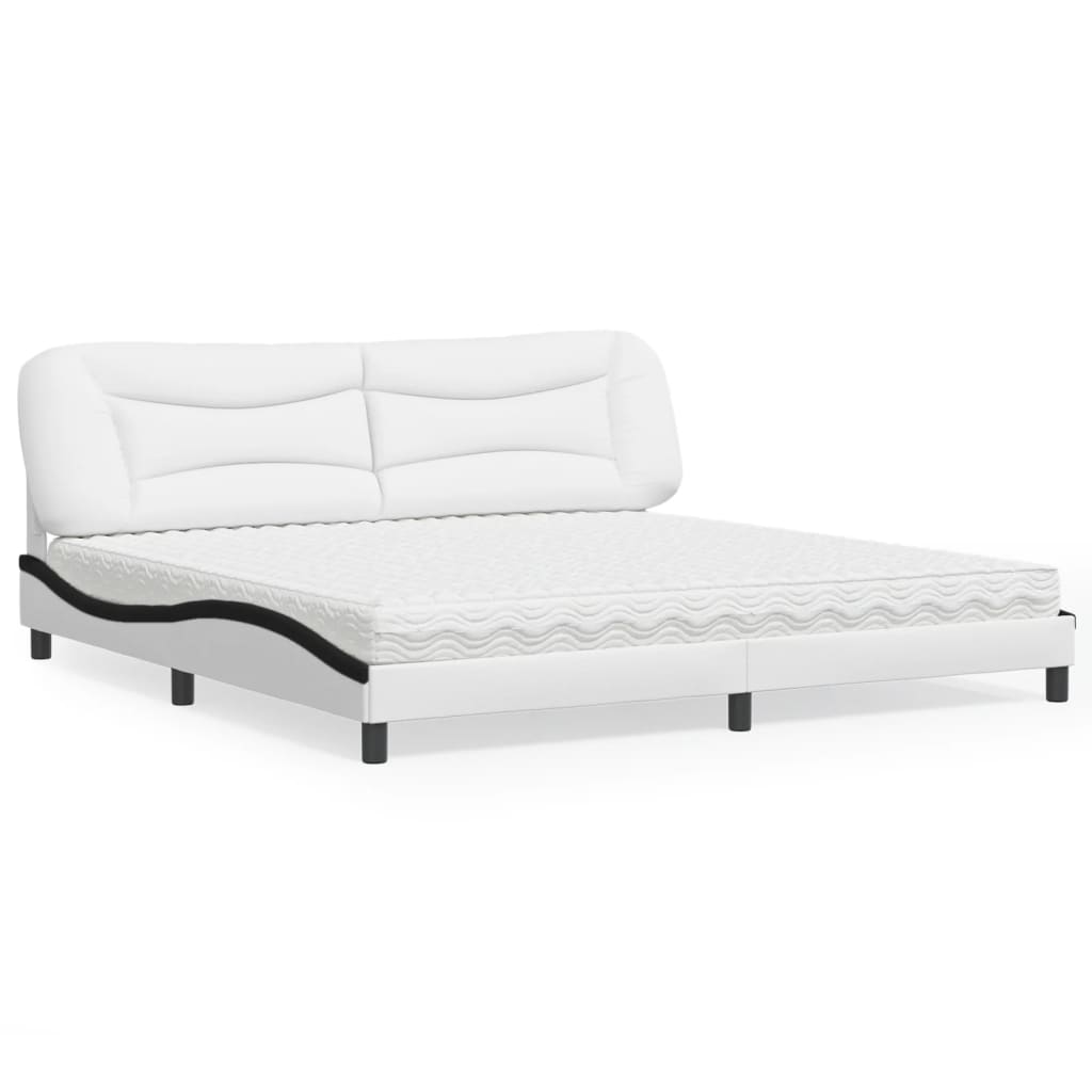 Letto con Materasso Hvar Bianco e Nero 200x200cm in Similpelle