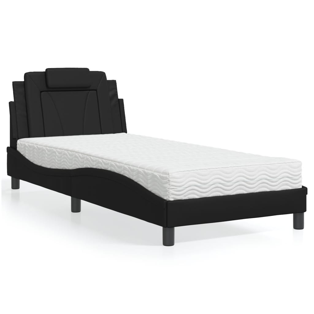 Letto Viana con Materasso Nero 80x200 cm in Similpelle - homemem39