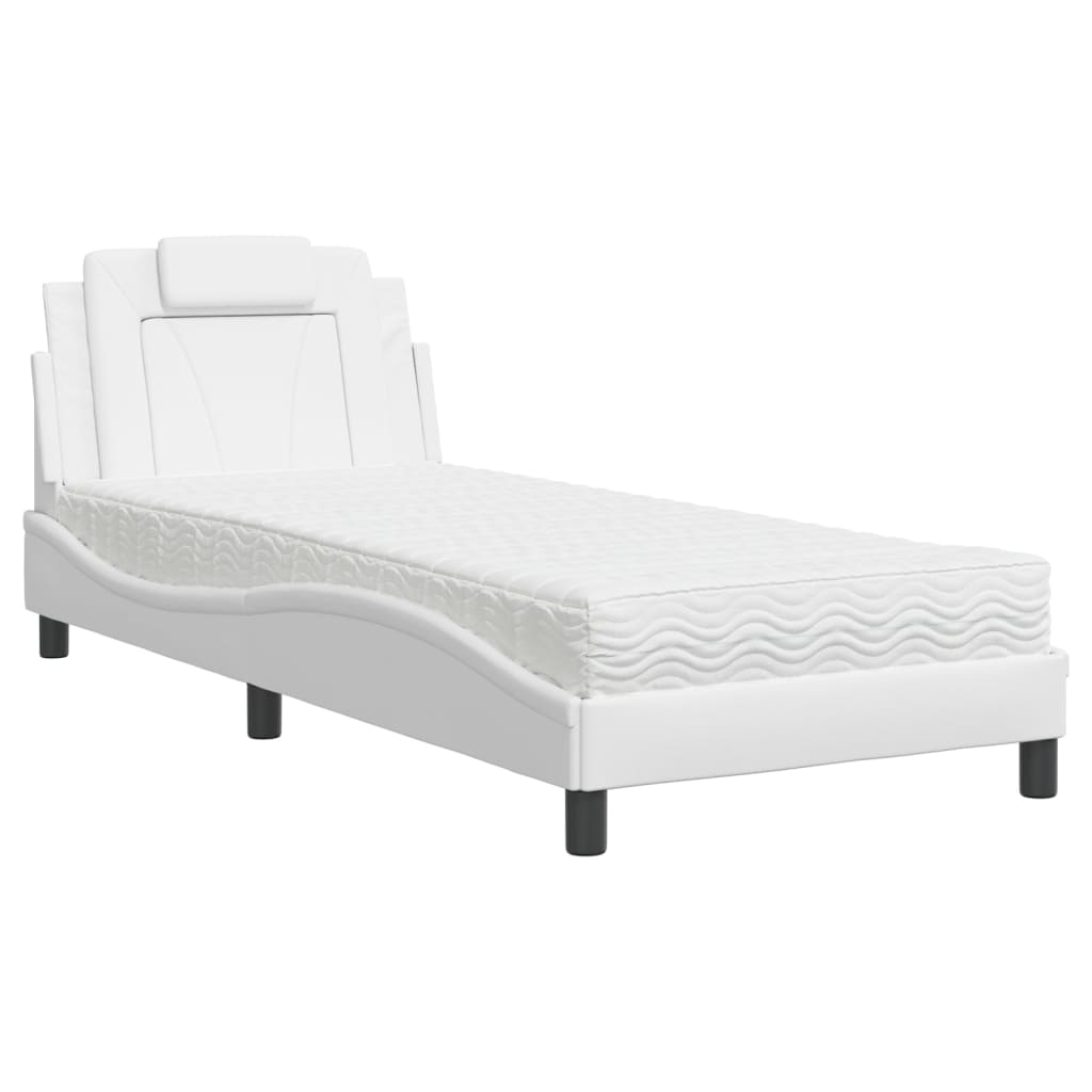 Letto Viana con Materasso Bianco 80x200 cm in Similpelle - homemem39