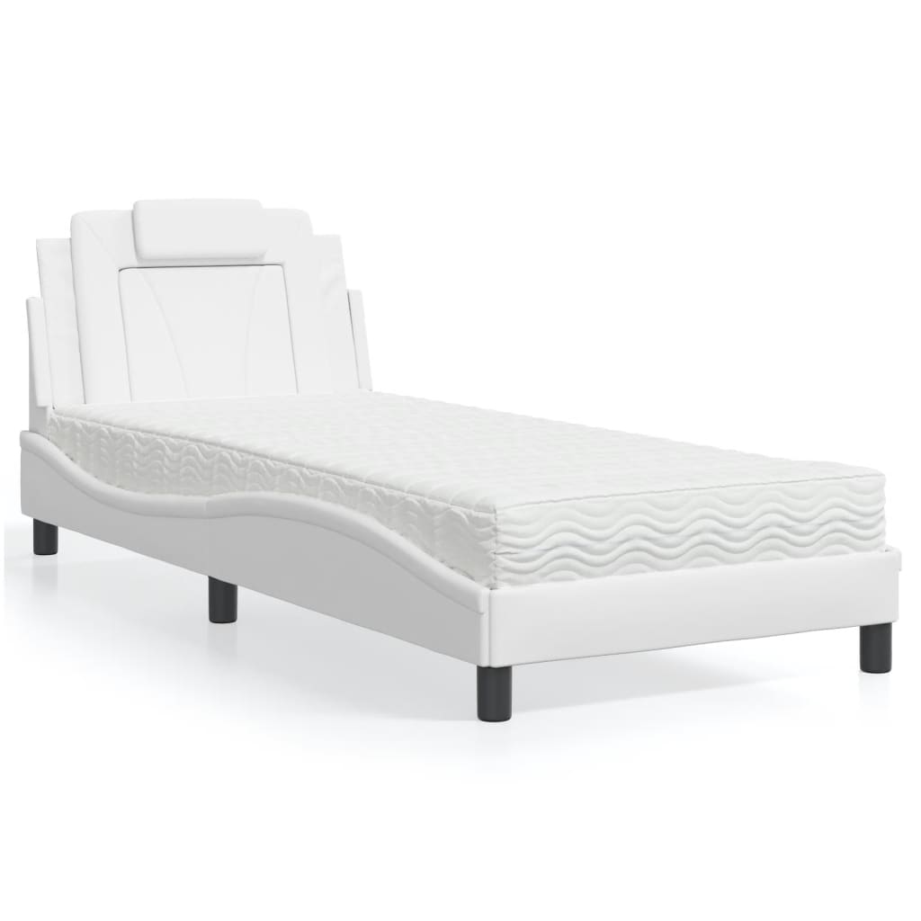 Letto Viana con Materasso Bianco 80x200 cm in Similpelle - homemem39