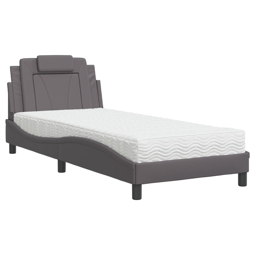 Letto Viana con Materasso Grgio 80x200 cm in Similpelle | homemem39