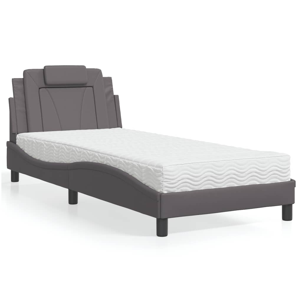 Letto Viana con Materasso Grgio 80x200 cm in Similpelle | homemem39