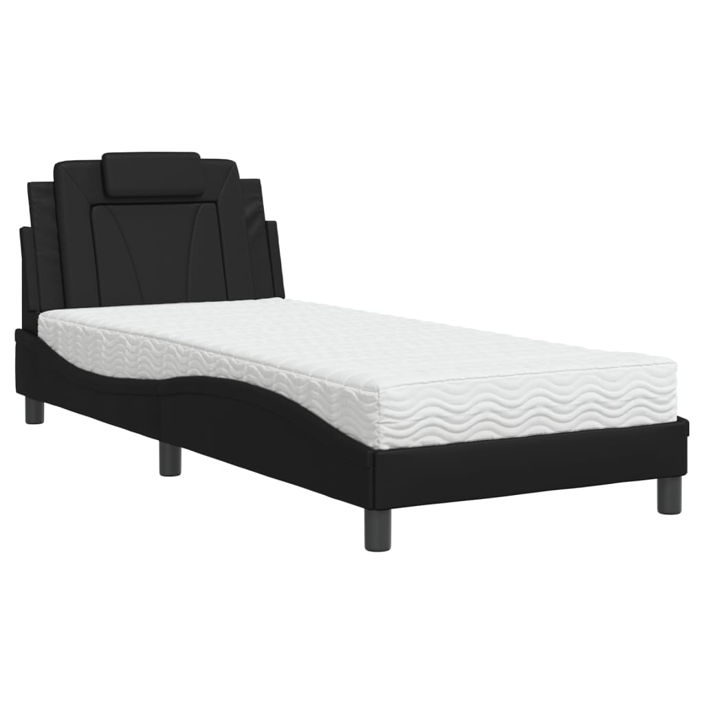 Letto Viana con Materasso Nero 90x190 cm in Similpelle - homemem39