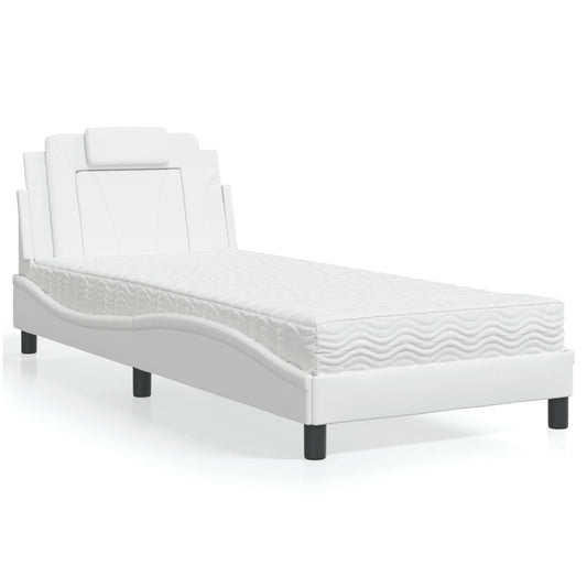 Letto Viana con Materasso Bianco 90x190 cm in Similpelle | homemem39