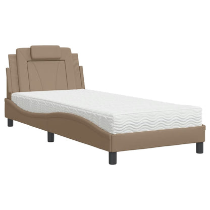 Letto Viana con Materasso Cappuccino 90x190 cm Similpelle