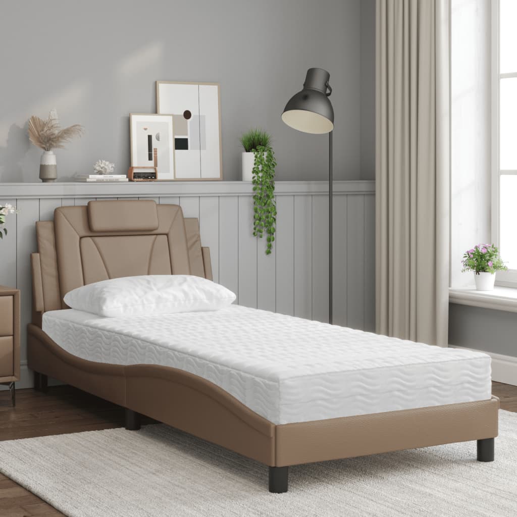 Letto Viana con Materasso Cappuccino 90x190 cm Similpelle