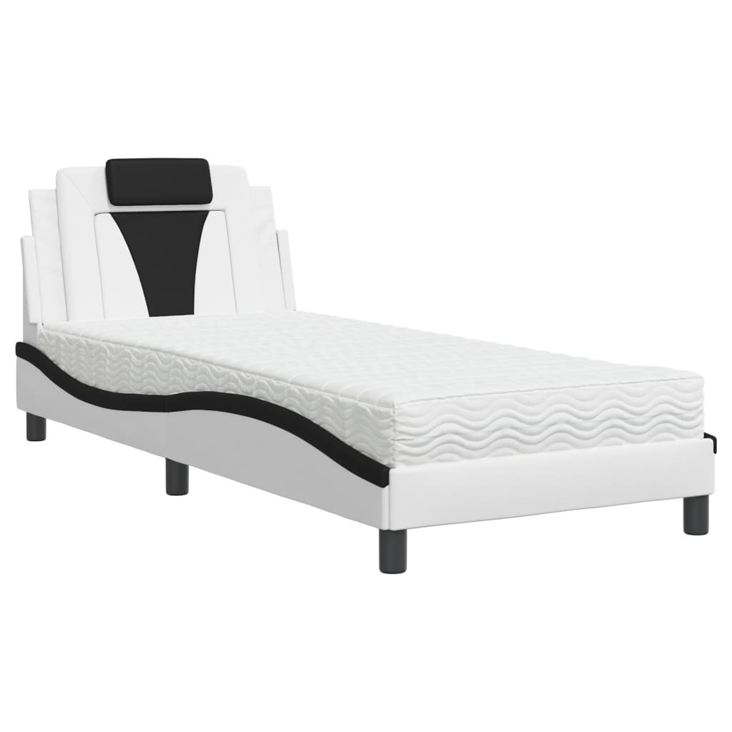 Letto Viana con Materasso Bianco e Nero 90x190 cm in Similpelle | homemem39