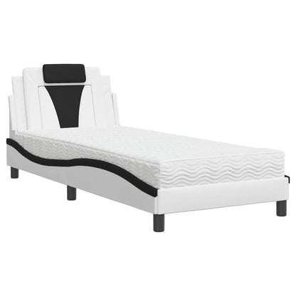 Letto Viana con Materasso Bianco e Nero 90x190 cm in Similpelle | homemem39
