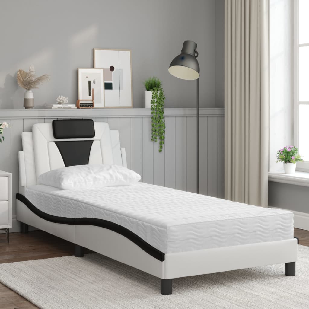 Letto Viana con Materasso Bianco e Nero 90x190 cm in Similpelle | homemem39
