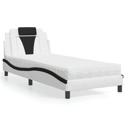 Letto Viana con Materasso Bianco e Nero 90x190 cm in Similpelle | homemem39