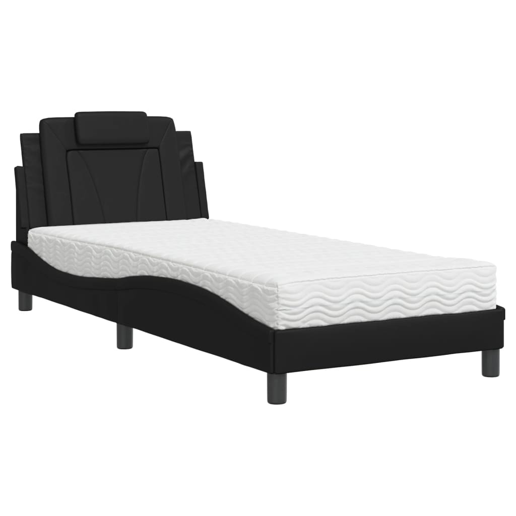 Letto Viana con Materasso Nero 90x200 cm in Similpelle - homemem39