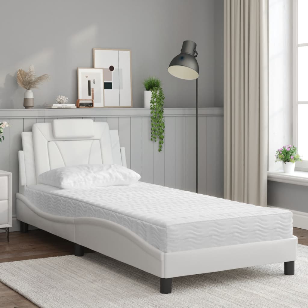 Letto Viana con Materasso Bianco 90x200 cm in Similpelle - homemem39