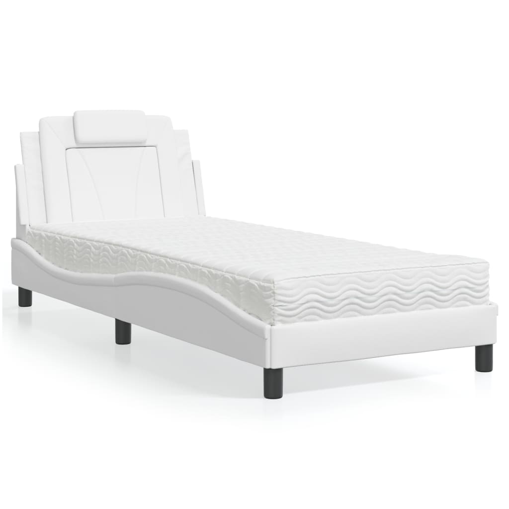 Letto Viana con Materasso Bianco 90x200 cm in Similpelle - homemem39