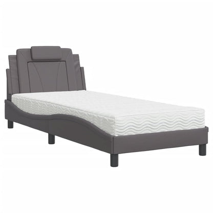 Letto Viana con Materasso Grgio 90x200 cm in Similpelle | homemem39