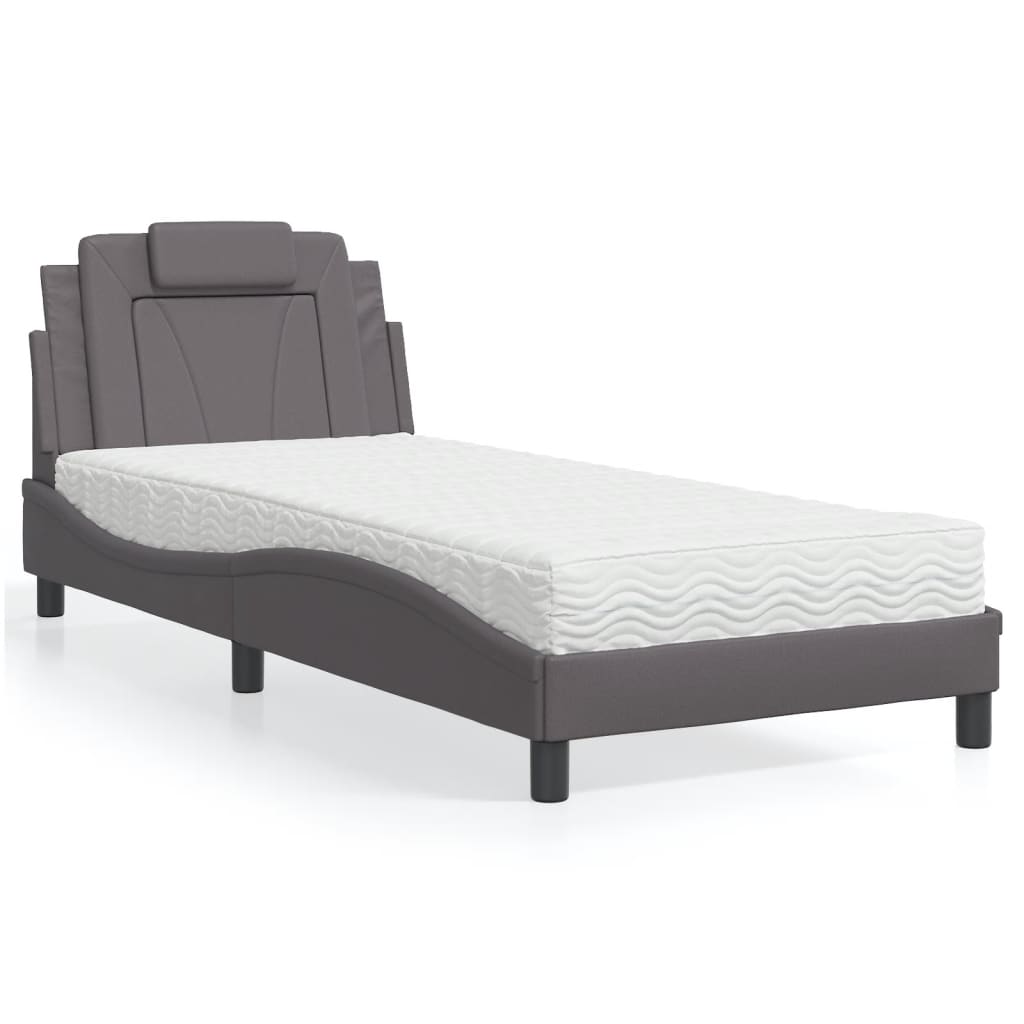 Letto Viana con Materasso Grgio 90x200 cm in Similpelle | homemem39