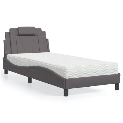 Letto Viana con Materasso Grgio 90x200 cm in Similpelle | homemem39