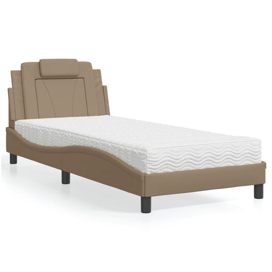 Letto Viana con Materasso Cappuccino 90x200 cm in Similpelle - homemem39