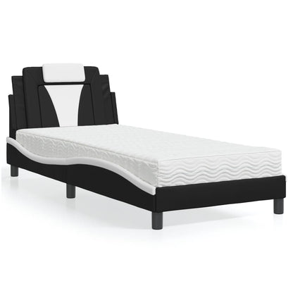 Letto Viana con Materasso Nero e Bianco 90x200 cm in Similpelle - homemem39