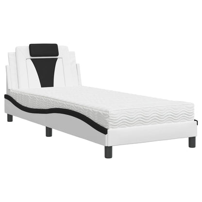 Letto Viana con Materasso Nero e Bianco 90x200 cm in Similpelle