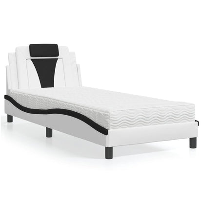Letto Viana con Materasso Nero e Bianco 90x200 cm in Similpelle