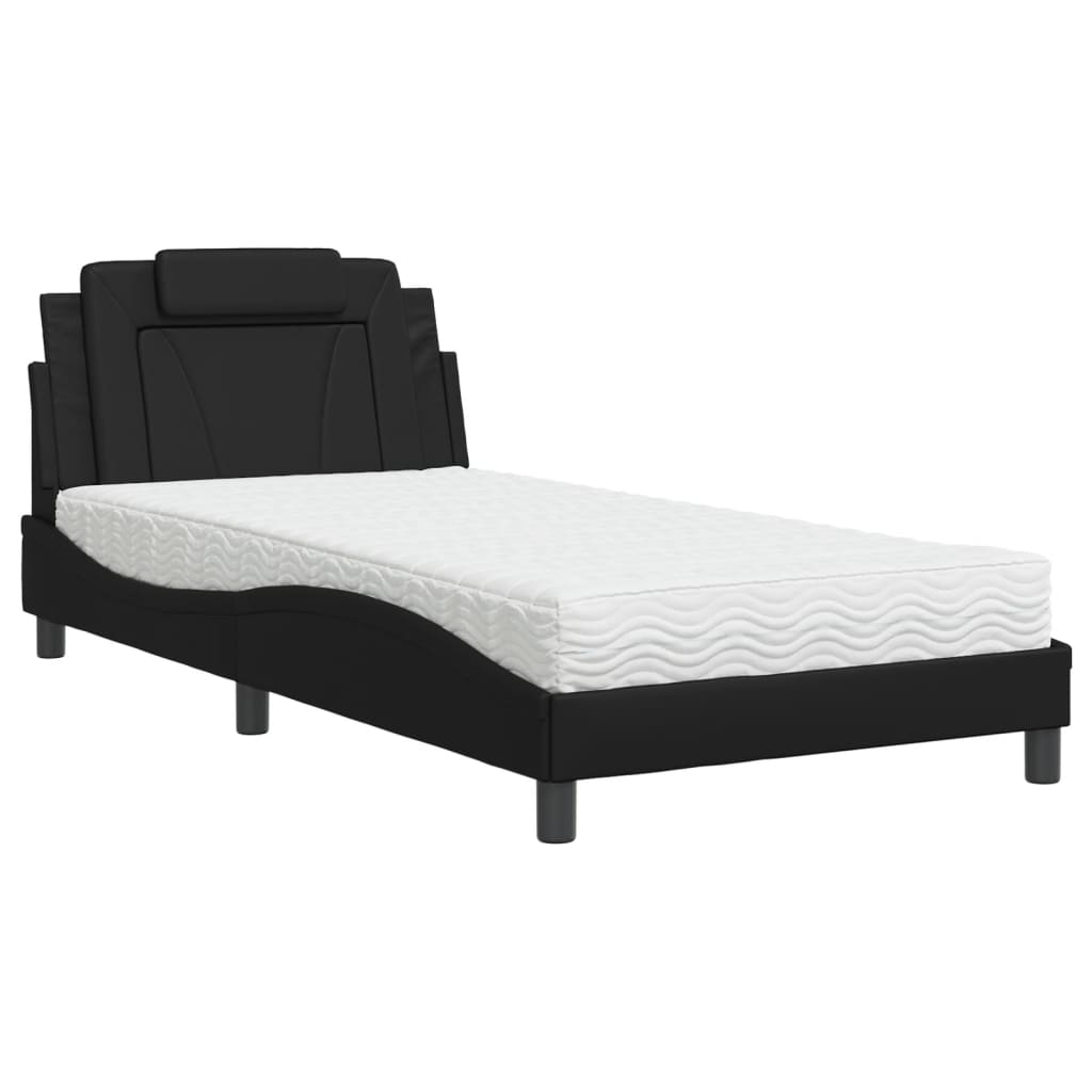 Letto Viana con Materasso Nero 100x200 cm in Similpelle - homemem39