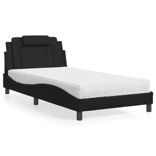 Letto Viana con Materasso Nero 100x200 cm in Similpelle - homemem39