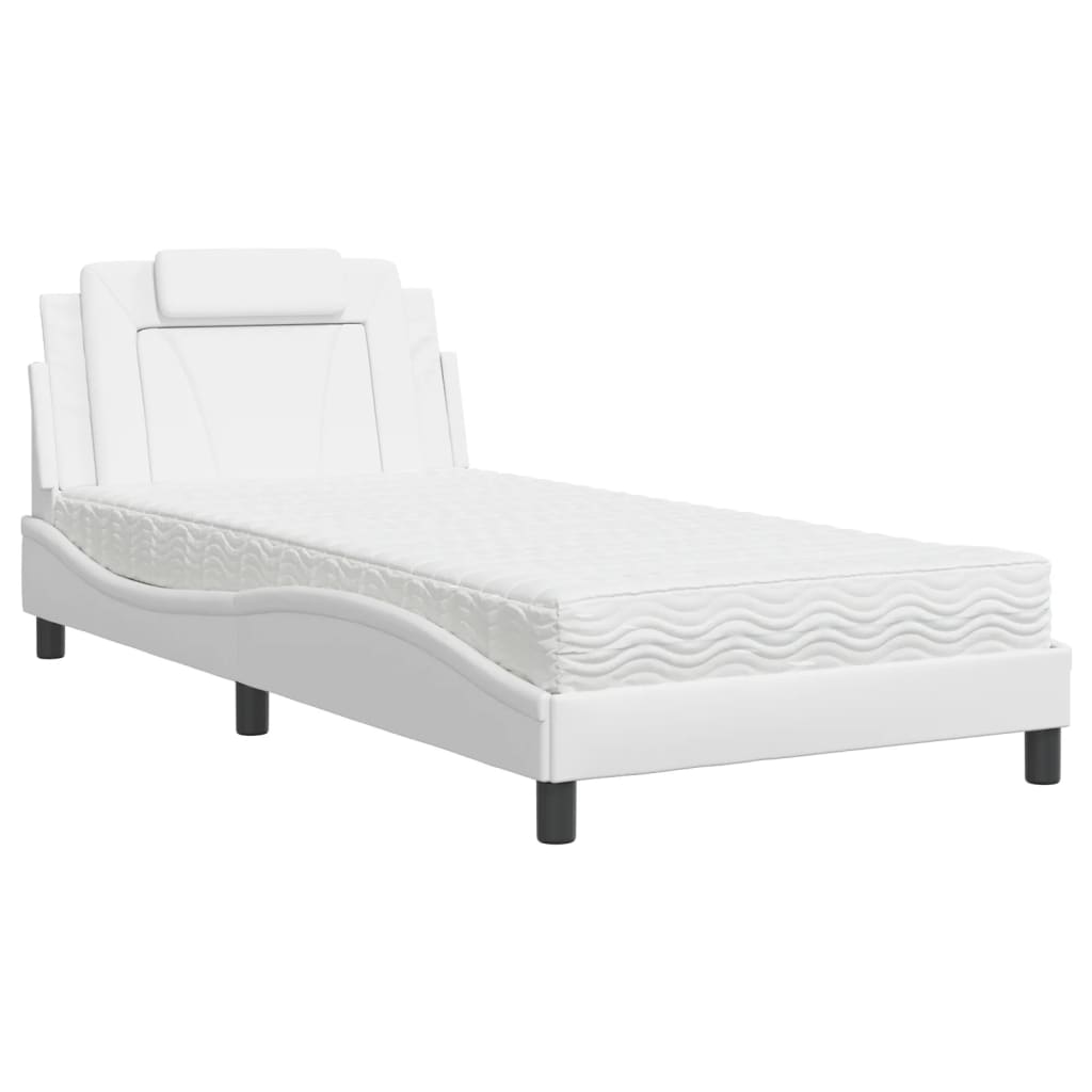Letto Viana con Materasso Bianco 100x200 cm in Similpelle - homemem39