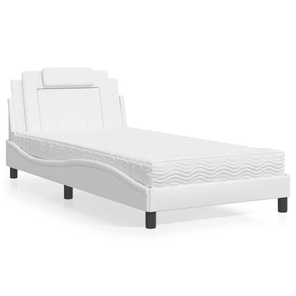 Letto Viana con Materasso Bianco 100x200 cm in Similpelle - homemem39