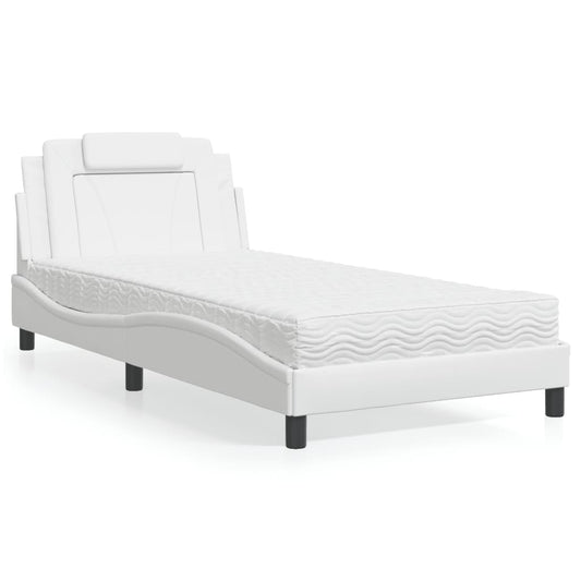 Letto Viana con Materasso Bianco 100x200 cm in Similpelle - homemem39