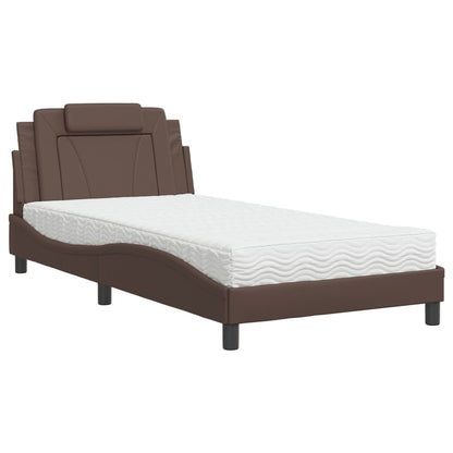 Letto Viana con Materasso Marrone 100x200cm in Similpelle - homemem39