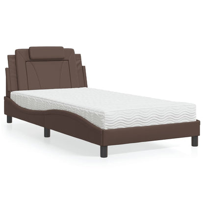 Letto Viana con Materasso Marrone 100x200cm in Similpelle - homemem39