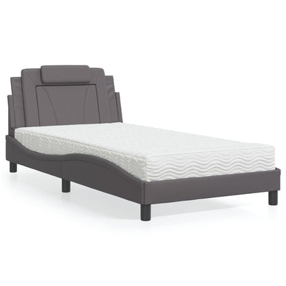 Letto Viana con Materasso Grigio 100x200 cm in Similpelle