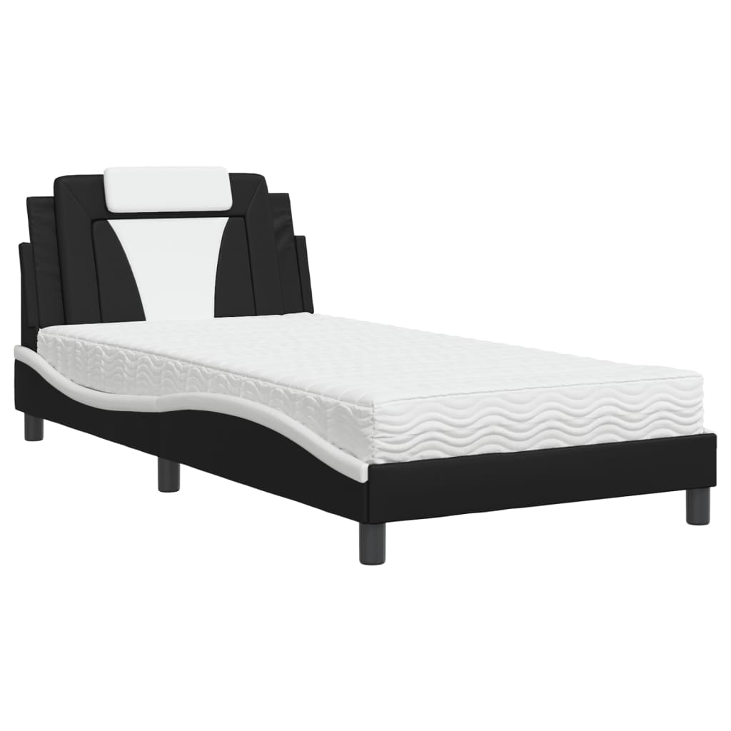 Letto Viana con Materasso Nero e Bianco 100x200 cm in Similpelle