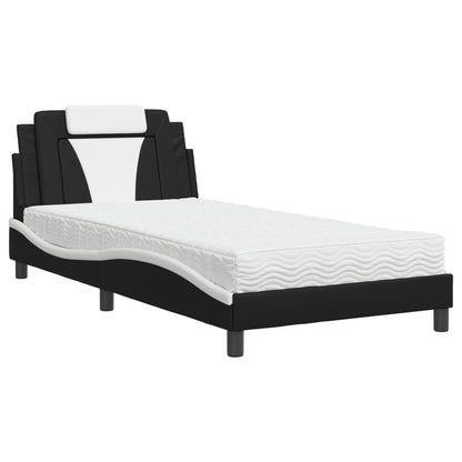 Letto Viana con Materasso Nero e Bianco 100x200 cm in Similpelle