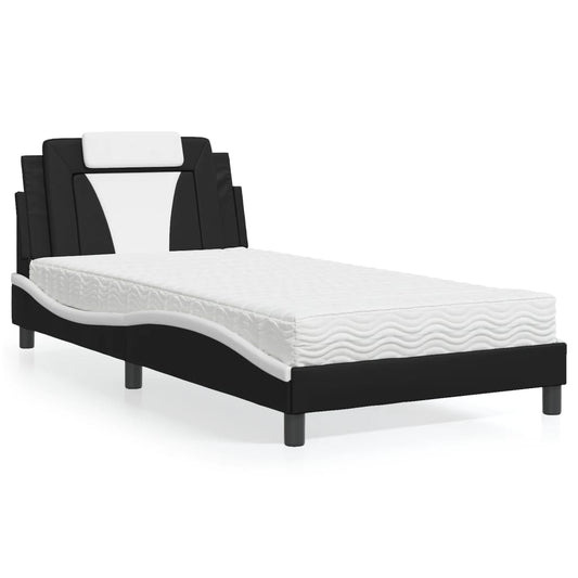 Letto Viana con Materasso Nero e Bianco 100x200 cm in Similpelle - homemem39