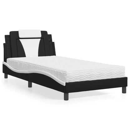Letto Viana con Materasso Nero e Bianco 100x200 cm in Similpelle
